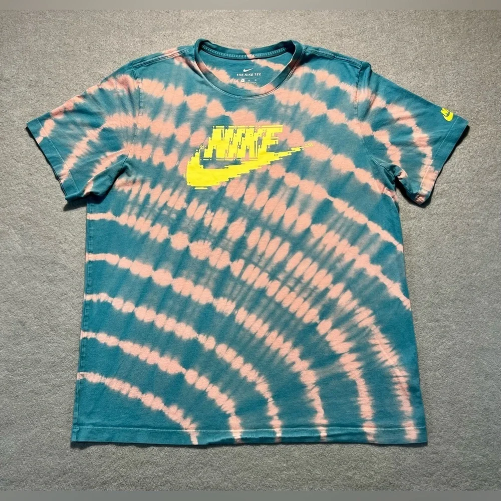Nike Tie-Dye Festival T-Shirt Turquoise Green Yellow Logo Men’s XL Cotton